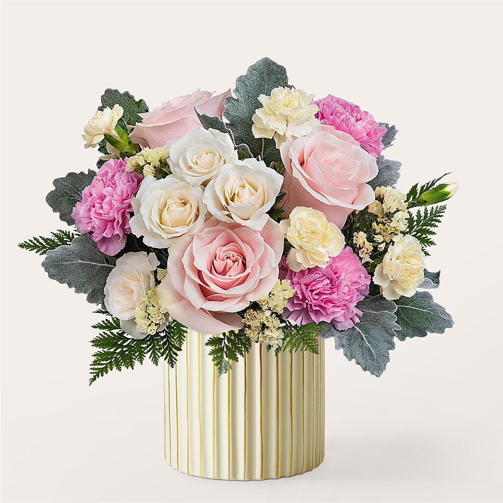 Blissful Moments Bouquet with Ivory Vase – New Rochelle Florist, New Rochelle NY