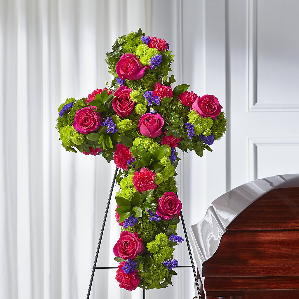 Tribute Rose Floral Cross – New Rochelle Florist, New Rochelle NY