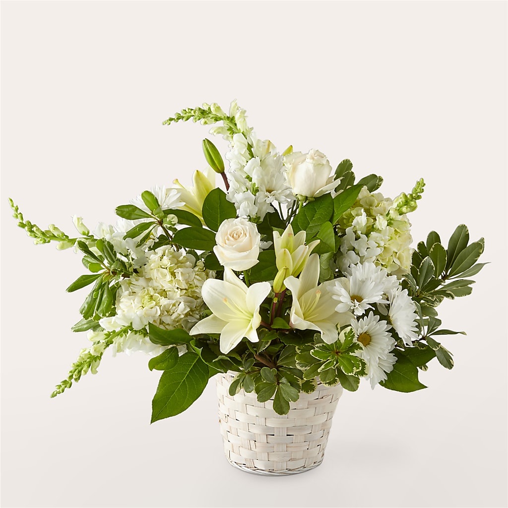 Ivory Elegance Floral Basket – New Rochelle Florist, New Rochelle NY