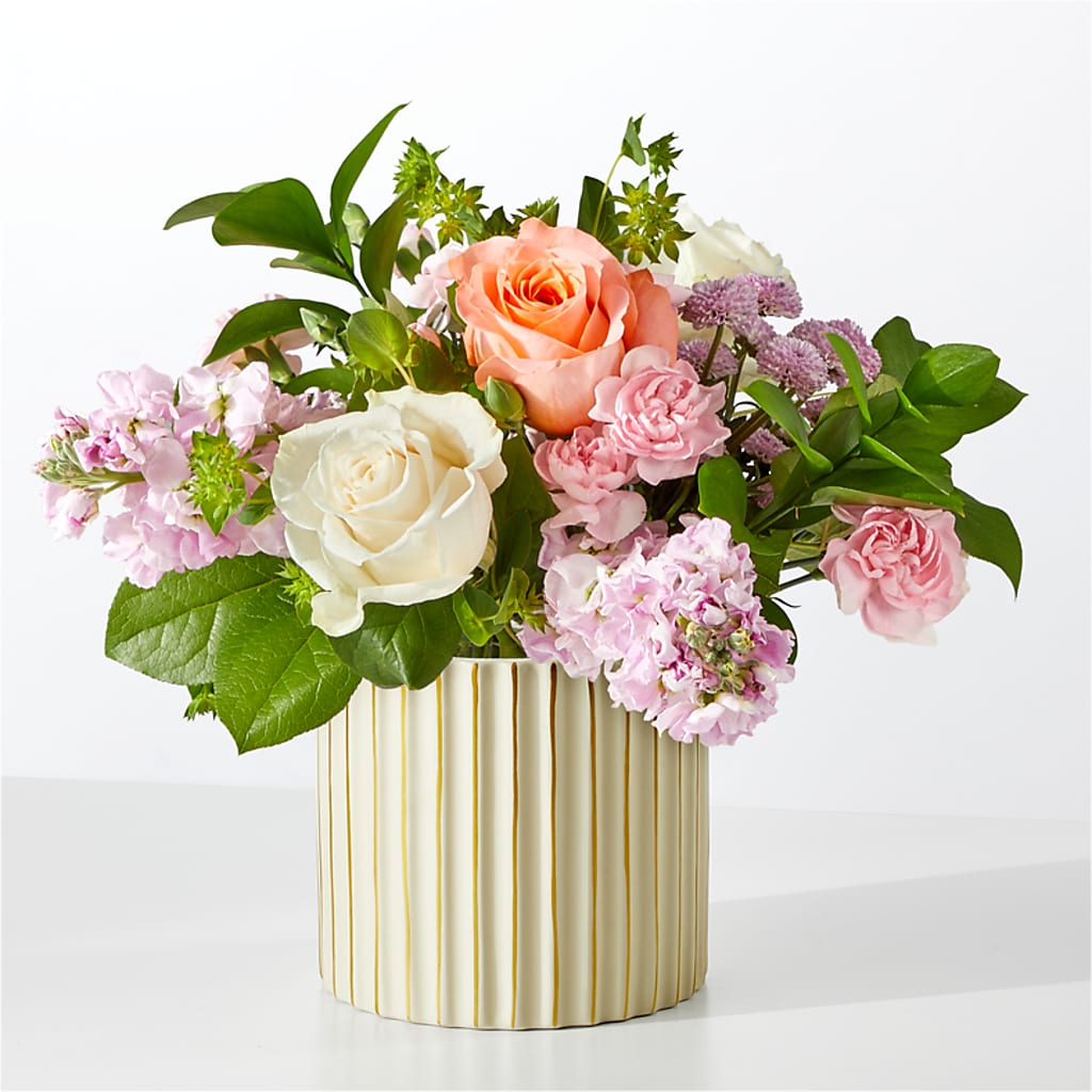 French Market Bouquet with Ivory Vase – New Rochelle Florist, New Rochelle NY