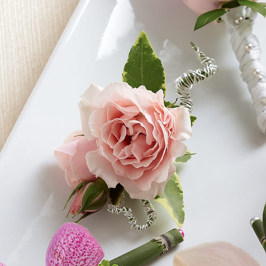 Pink Spray Rose Boutonniere – New Rochelle Florist, New Rochelle NY