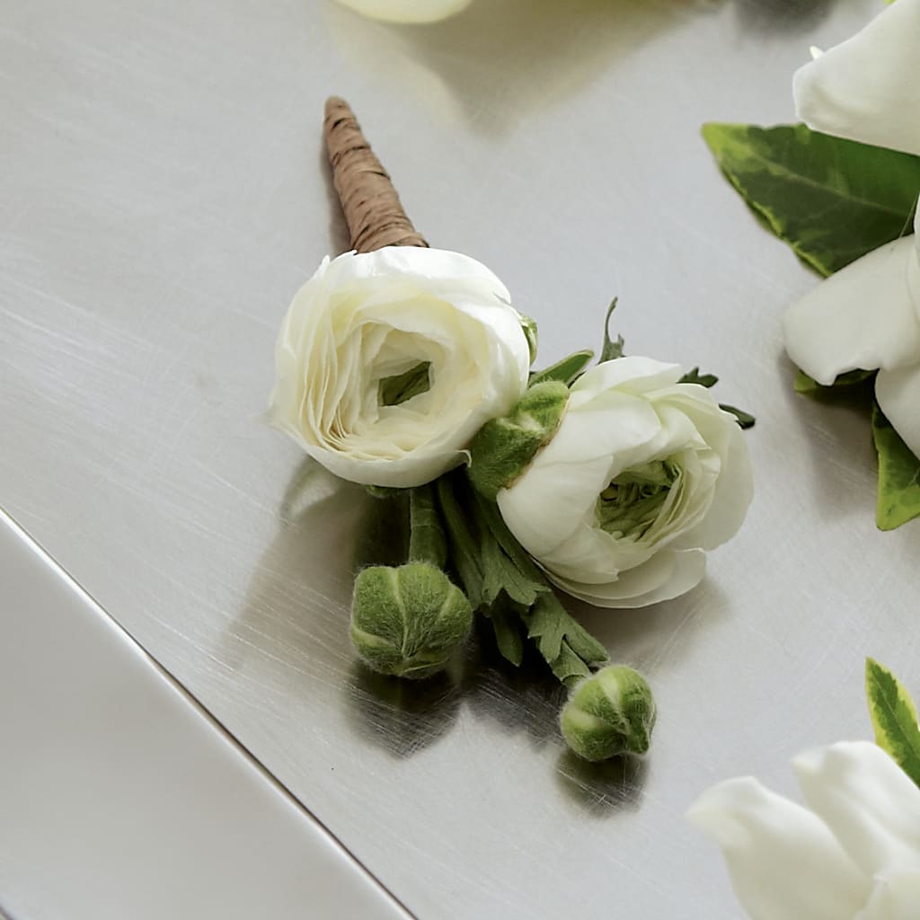 White Ranunculus Boutonniere – New Rochelle Florist, New Rochelle NY