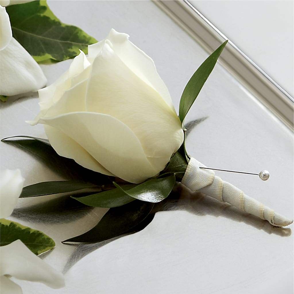White Rose Boutonniere – New Rochelle Florist, New Rochelle NY