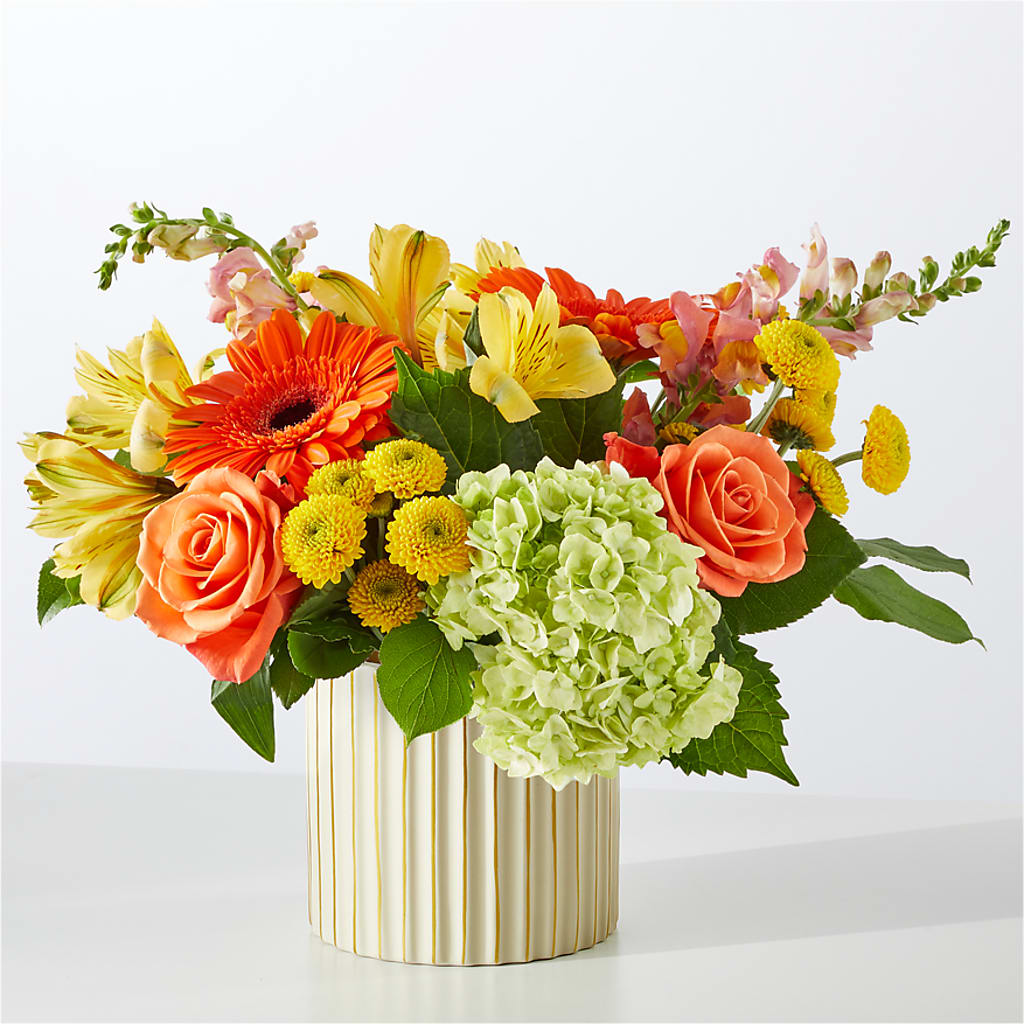 Autumn Sunshine Bouquet with Ivory Vase –  New Rochelle Florist, New Rochelle NY