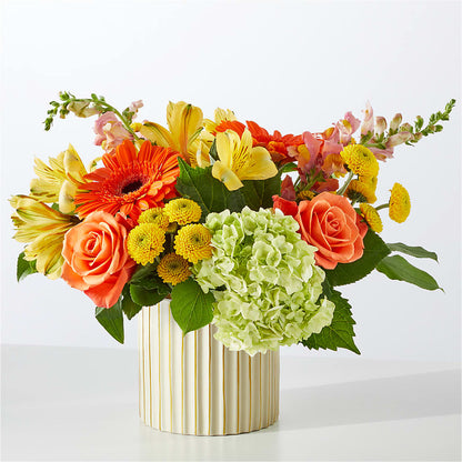 Autumn Sunshine Bouquet with Ivory Vase –  New Rochelle Florist, New Rochelle NY