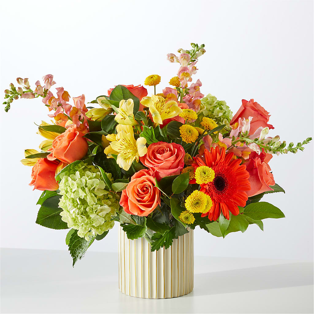 Autumn Sunshine Bouquet with Ivory Vase –  New Rochelle Florist, New Rochelle NY