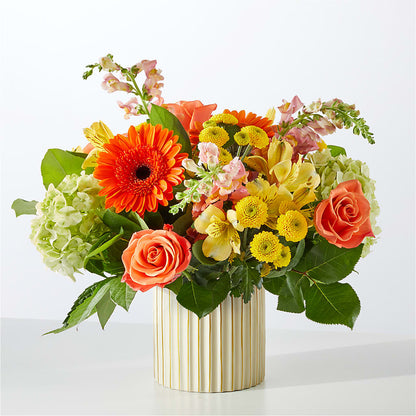 Autumn Sunshine Bouquet with Ivory Vase –  New Rochelle Florist, New Rochelle NY