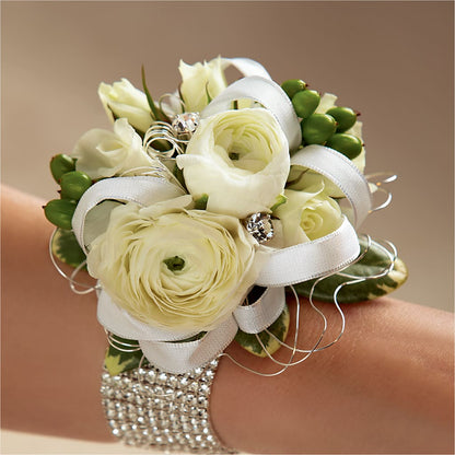 White Wedding Corsage –  New Rochelle Florist, New Rochelle NY